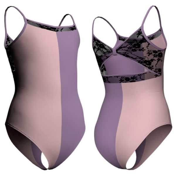 body danza bicolor bretelle con inserto pll1311