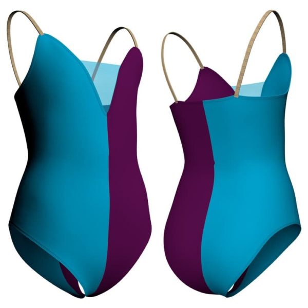 body danza bicolor bretelle con inserto pll40v3