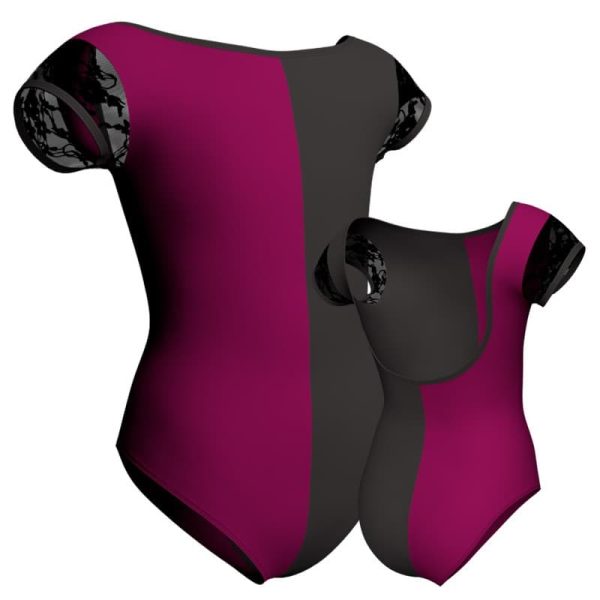 body danza bicolor maniche aletta con inserto pll3005t1