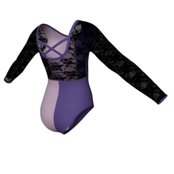 body danza bicolor maniche lunghe con inserto pll2283