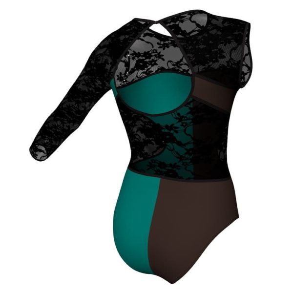 body danza bicolor monospalla con inserto pll110sst1