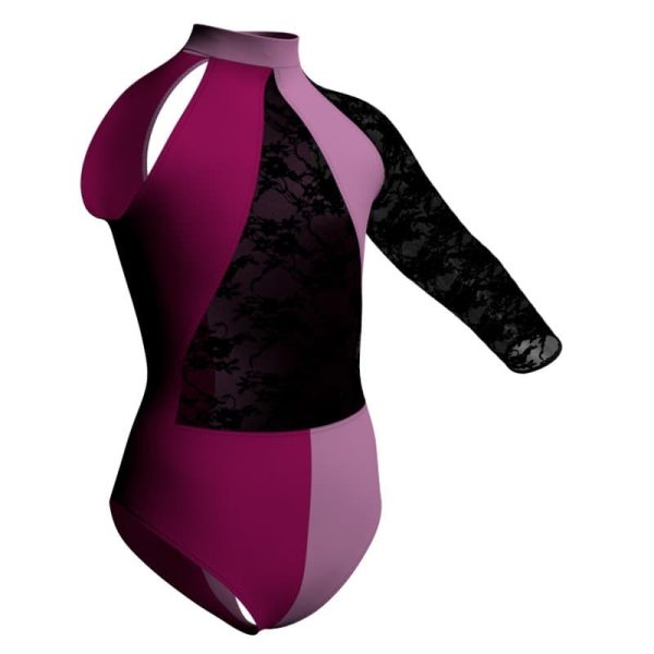 body danza bicolor monospalla con inserto pll119sst