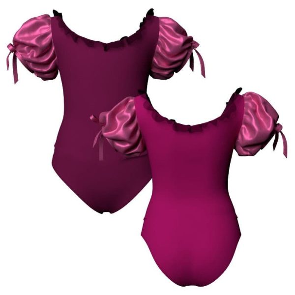 body danza bicolore maniche a palloncino con inserto in lurex pli25041