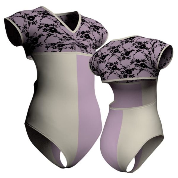 body danza bicolore maniche aletta con inserto belen pro plz122