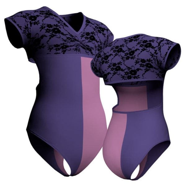 body danza bicolore maniche aletta con inserto belen pro plz1221