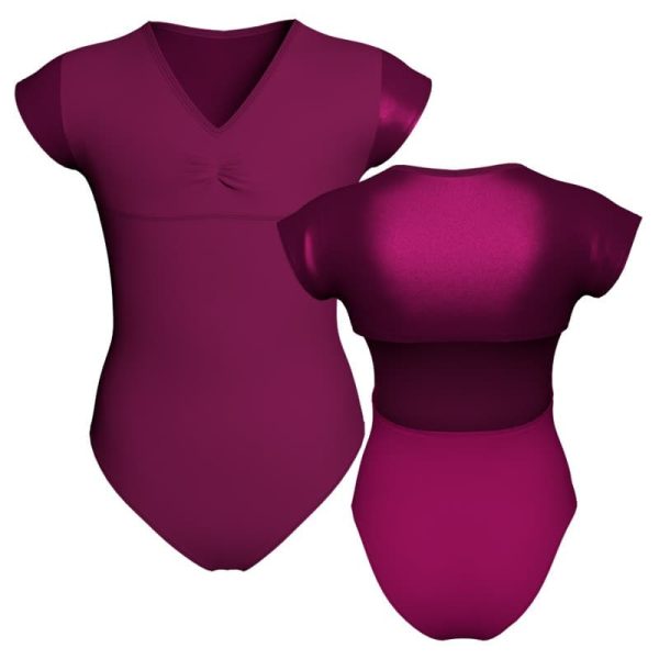 body danza bicolore maniche aletta con inserto in lurex pli1221