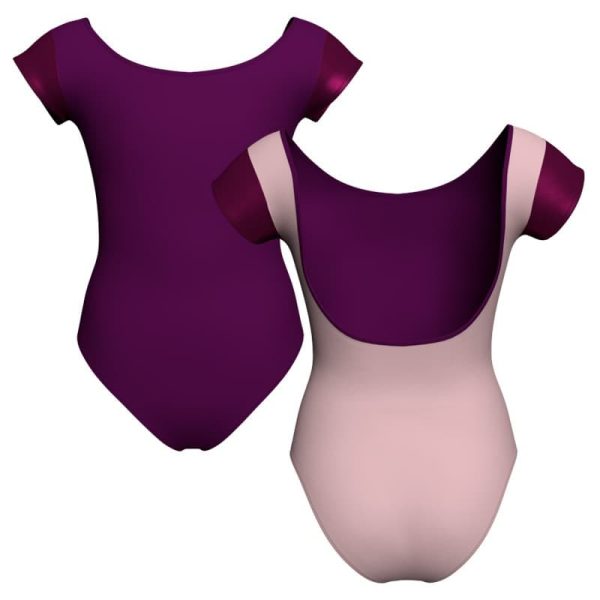 body danza bicolore maniche aletta con inserto in lurex pli414t1