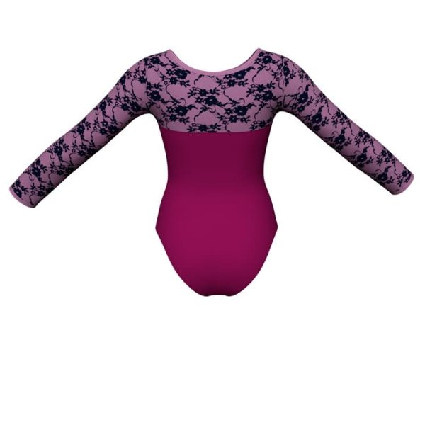 body danza bicolore maniche lunghe con inserto belen pro plh10193