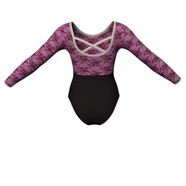 body danza bicolore maniche lunghe con inserto belen pro plh2281