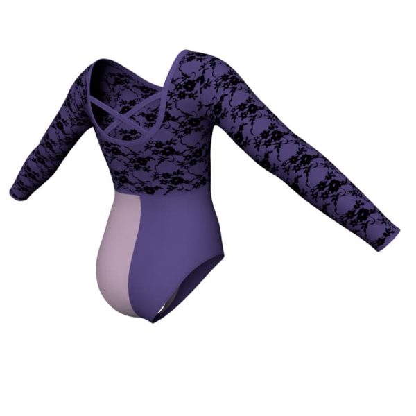 body danza bicolore maniche lunghe con inserto belen pro plz2281