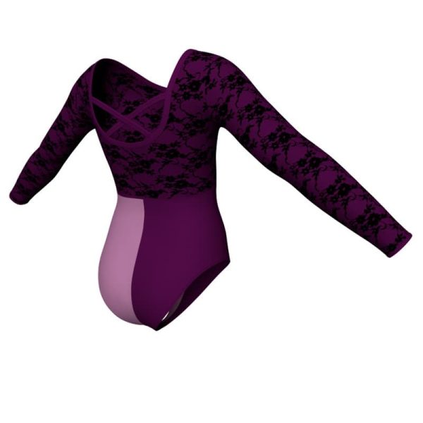 body danza bicolore maniche lunghe con inserto belen pro plz2283