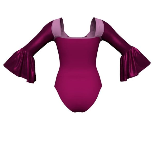 body danza bicolore maniche lunghe con inserto in lurex pli25083