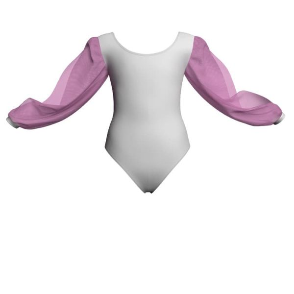 body danza bicolore maniche lunghe con inserto in rete o pizzo plg2633