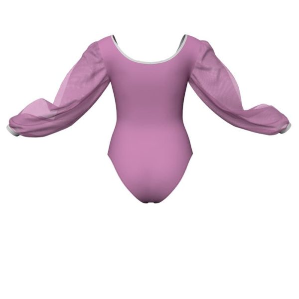 body danza bicolore maniche lunghe con inserto in rete o pizzo plg26331