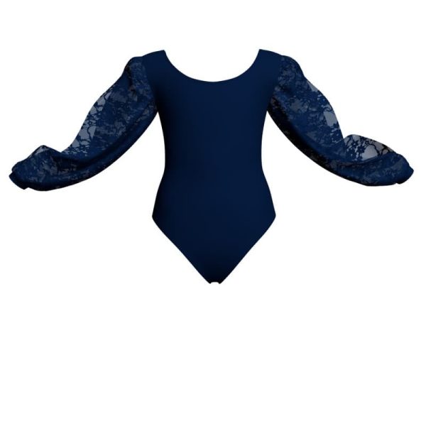 body danza bicolore maniche lunghe con inserto in rete o pizzo plg26332