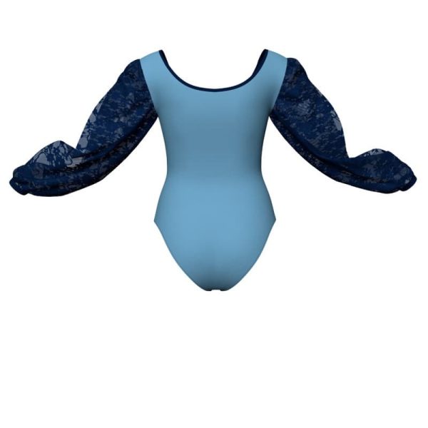 body danza bicolore maniche lunghe con inserto in rete o pizzo plg26333