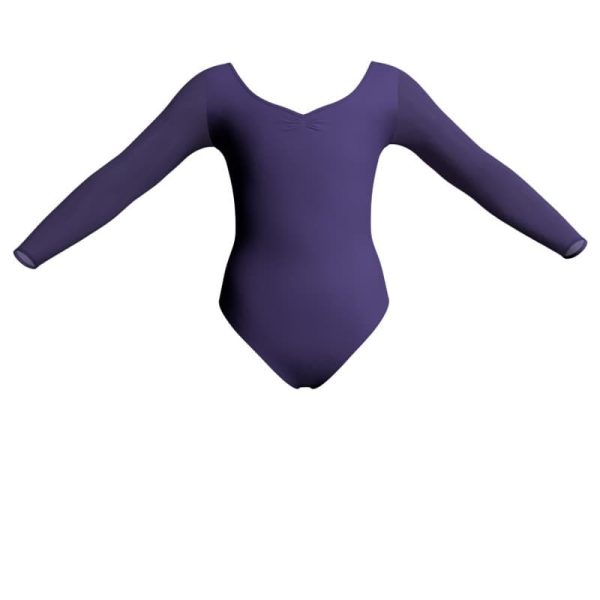 body danza bicolore maniche lunghe con inserto in rete o pizzo plg3004t6