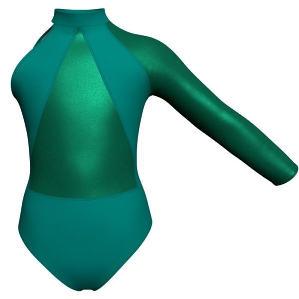 body danza bicolore monospalla con inserto in lurex pli119sst2