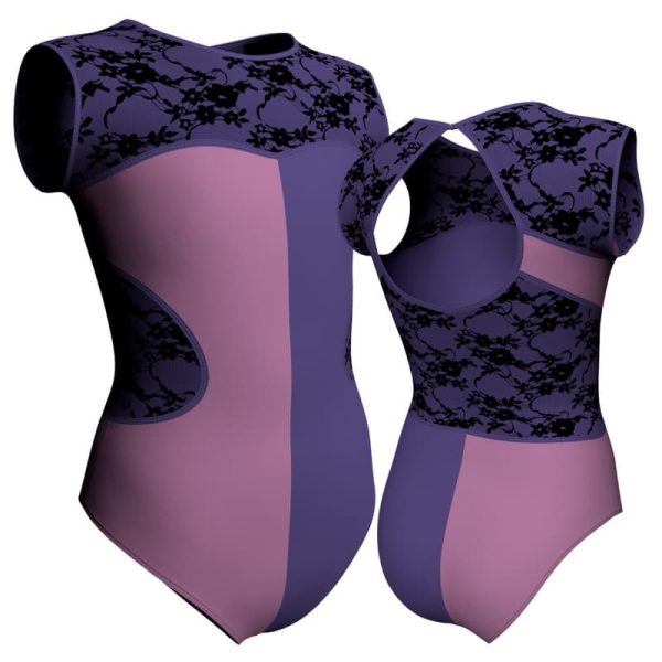 body danza bicolore senza maniche con inserto belen pro plz110ss