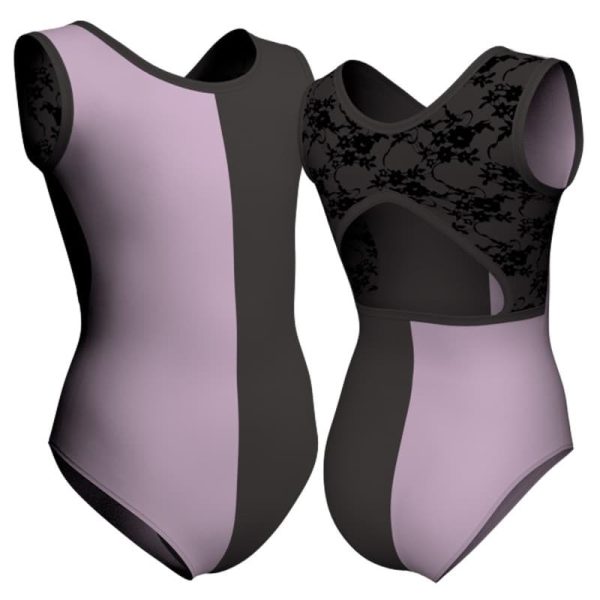 body danza bicolore senza maniche con inserto belen pro plz2231