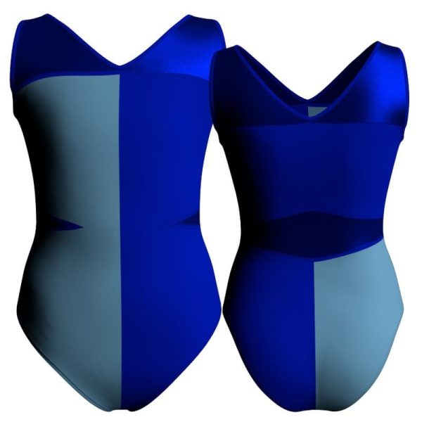 body danza bicolore senza maniche con inserto in lurex plf101