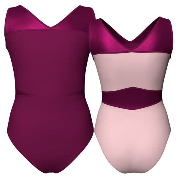 body danza bicolore senza maniche con inserto in lurex pli101