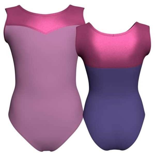 body danza bicolore senza maniche con inserto in lurex pli1019t1