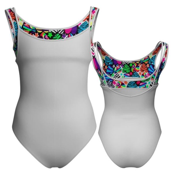 body danza bretelle con inserto fantasia pfa218