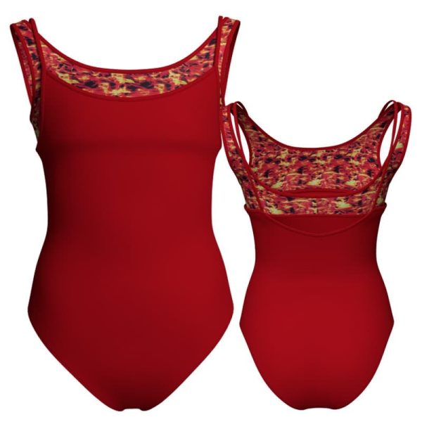 body danza bretelle con inserto fantasia pfa2181