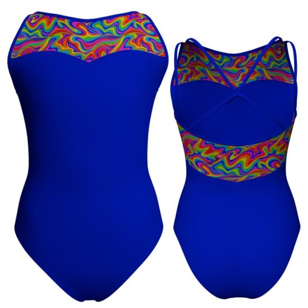 body danza bretelle con inserto fantasia pfa234