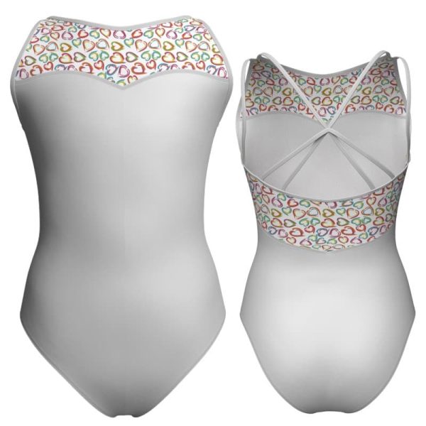 body danza bretelle con inserto fantasia pfa2341