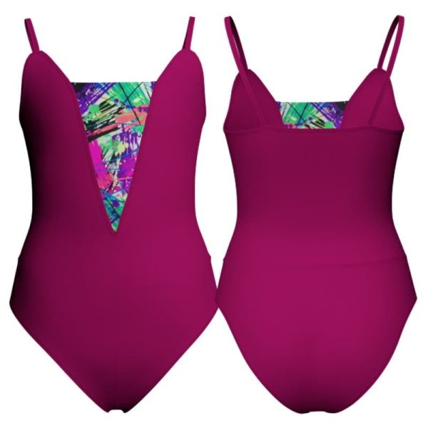 body danza bretelle con inserto fantasia pfa2618