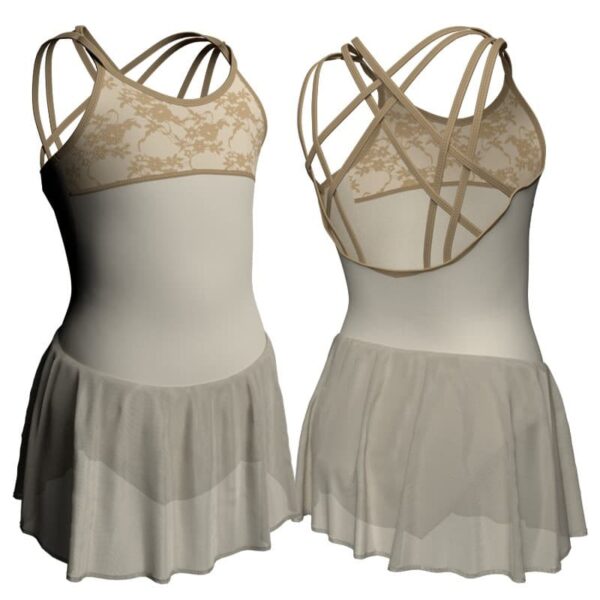 body danza bretelle con intreccio dietro belen pro e gonnellino in chiffon sk1lbc10072