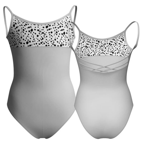 body danza bretelle con intreccio dietro e inserto pois dama animal pda1014s1