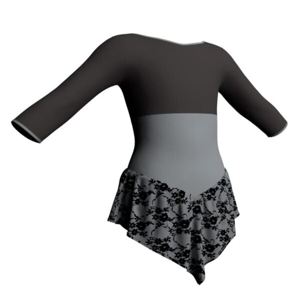 body danza con gonnellino in belen pro maniche 3 4 e inserto sk714lcb128