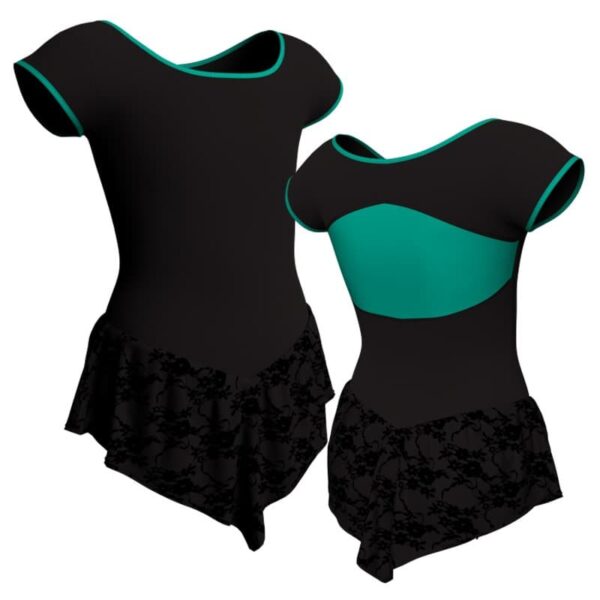 body danza con gonnellino in belen pro maniche aletta e inserto sk714lcb211