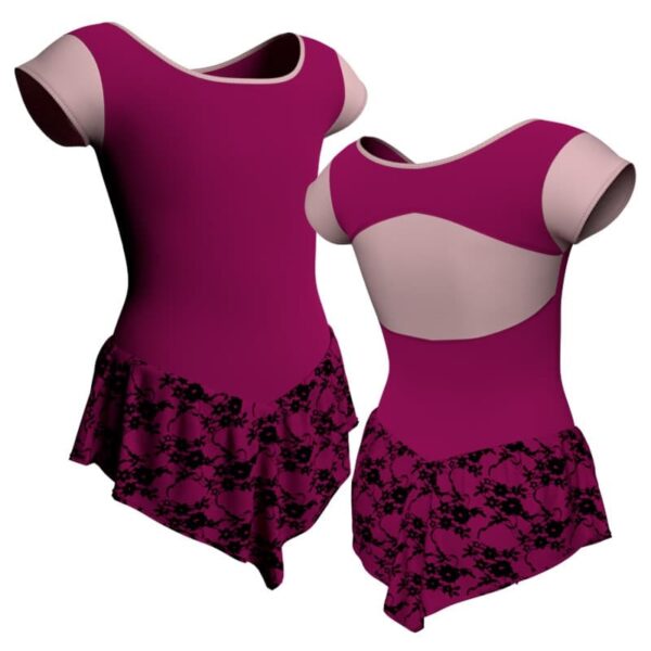 body danza con gonnellino in belen pro maniche aletta e inserto sk714lcb211t