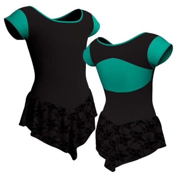 body danza con gonnellino in belen pro maniche aletta e inserto sk714lcb211t1