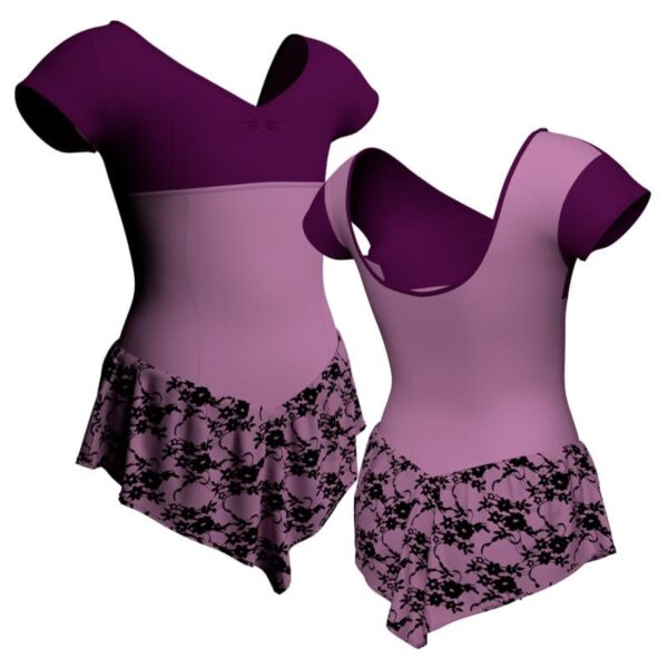 body danza con gonnellino in belen pro maniche aletta e inserto sk714lcb5011