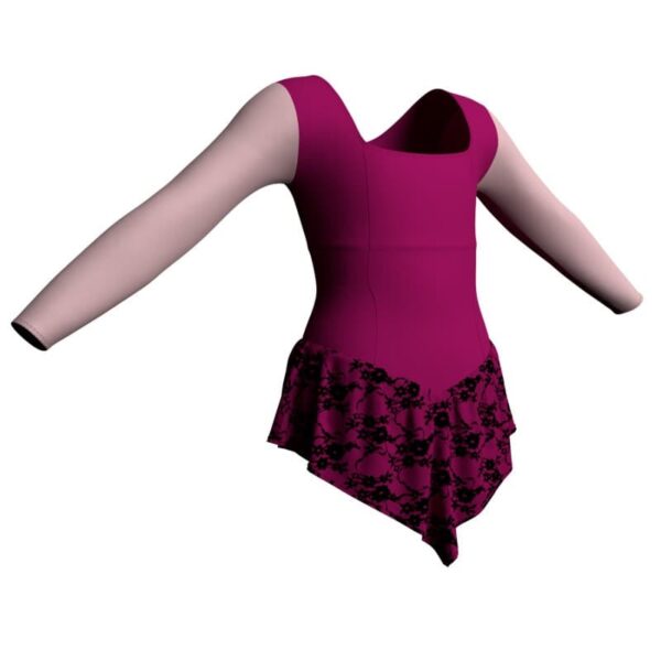 body danza con gonnellino in belen pro maniche lunghe e inserto sk714lcb2537t