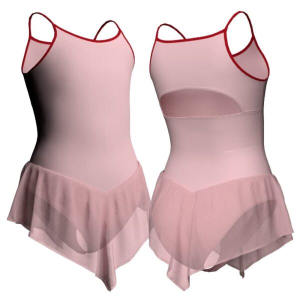 body danza con gonnellino in chiffon a bretelle e inserto sk714lcc1291