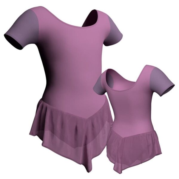 body danza con gonnellino in chiffon manica corta e inserto sk714lcc407t1