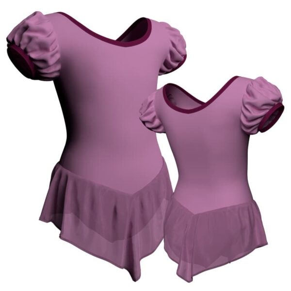 body danza con gonnellino in chiffon maniche a palloncino sk714lcc3001