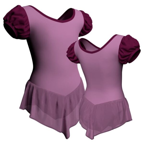 body danza con gonnellino in chiffon maniche a palloncino sk714lcc3001t