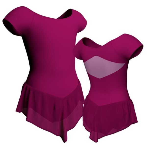 body danza con gonnellino in chiffon maniche aletta e inserto sk714lcc240