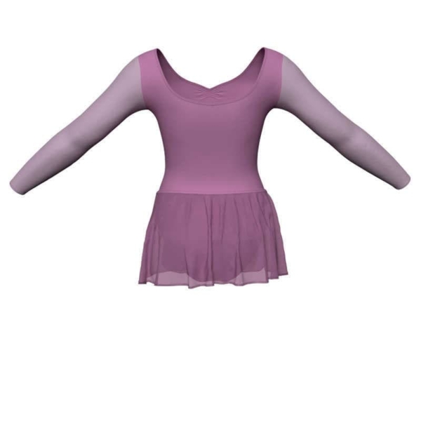 body danza con gonnellino in chiffon maniche lunghe con inserto sk515lcc3004t3