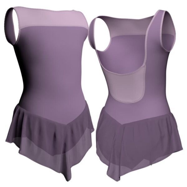 body danza con gonnellino in chiffon senza maniche e inserto sk714lcc1002