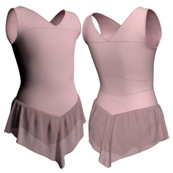 body danza con gonnellino in chiffon senza maniche e inserto sk714lcc1011