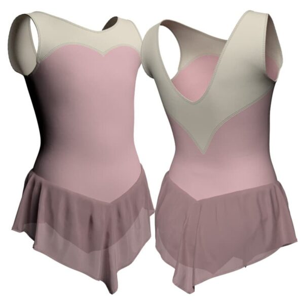 body danza con gonnellino in chiffon senza maniche e inserto sk714lcc103