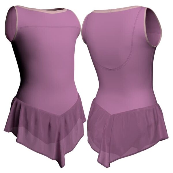 body danza con gonnellino in chiffon senza maniche e inserto sk714lcc30121